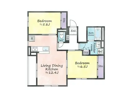 LE SEREMO(2LDK/2階)の間取り写真