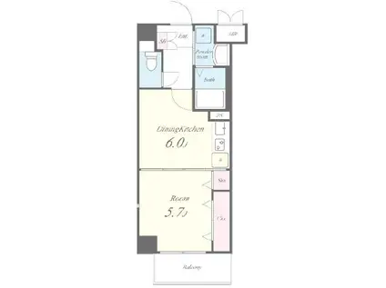 リバーサイドプレーヌ(1K/3階)の間取り写真