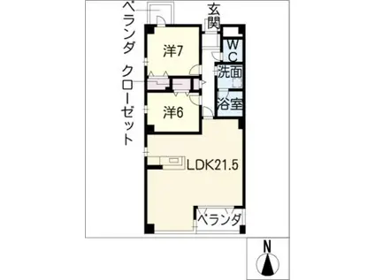 コモド覚王山(2LDK/4階)の間取り写真