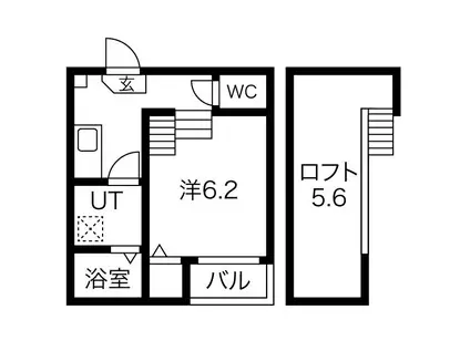ロイヤルクレスト八熊(1K/1階)の間取り写真