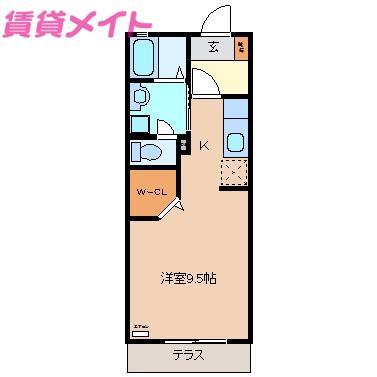 プリマクラッセ(ワンルーム/1階)の間取り写真