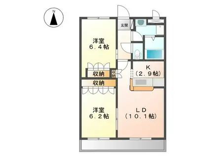 グラッチェII番館(2LDK/2階)の間取り写真