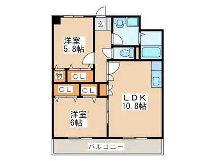 グリーンビルちくしの(2LDK/4階)の間取り写真