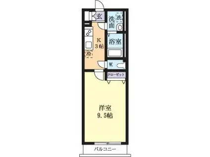 ルイ・キャーンズ(1K/3階)の間取り写真