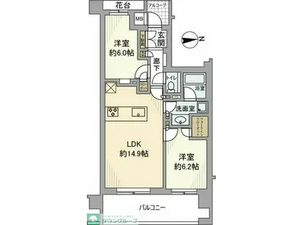 アトラス中野南台(2LDK/4階)の間取り写真
