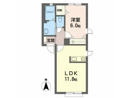 シャーメゾン八幡町II(1LDK/2階)の間取り写真