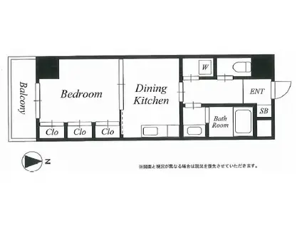 ヴァンベール青葉台(1DK/3階)の間取り写真
