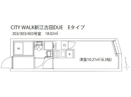 CITY WALK新江古田DUE(ワンルーム/3階)の間取り写真