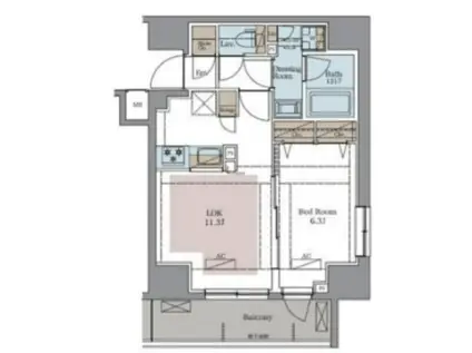 ラグゼナ八王子新町(1LDK/4階)の間取り写真