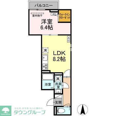 セレスティア関原(1LDK/2階)の間取り写真