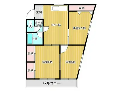 シャンバラ三郷(3DK/3階)の間取り写真
