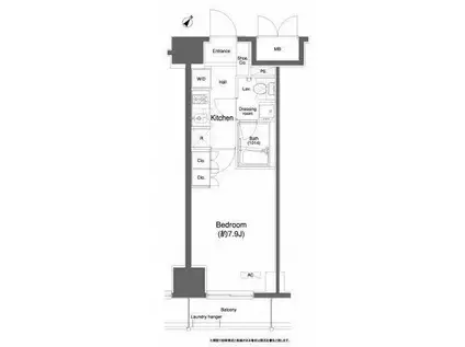 プラウドフラット白金高輪(1K/8階)の間取り写真