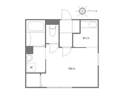 エミネックス芝中田(1K/2階)の間取り写真