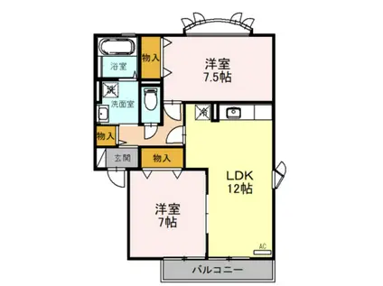 アザレアパークE棟(2LDK/2階)の間取り写真