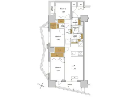 RJRプレシア東十条ガーデン(3LDK/10階)の間取り写真