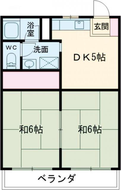 コーポ浅名(2DK/2階)の間取り写真