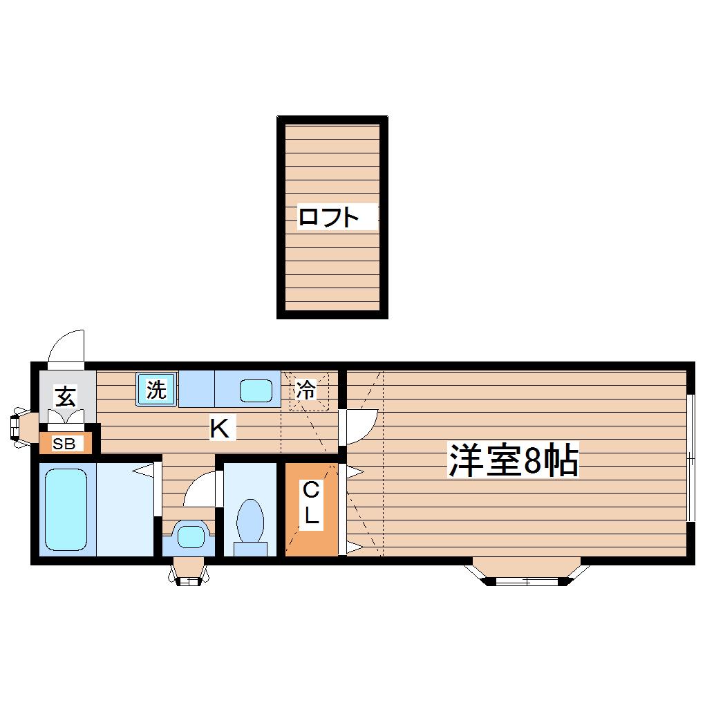 ベルパークみずほ台(1K/2階)の間取り写真