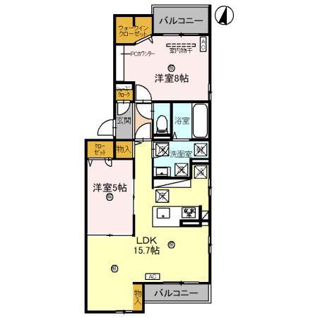 D-ROOM和歌山黒田(2LDK/1階)の間取り写真