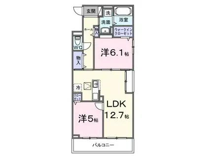 ティリア コート(2LDK/1階)の間取り写真