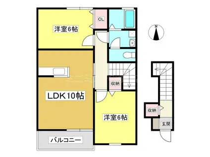 リブレア・ベントI(2LDK/2階)の間取り写真