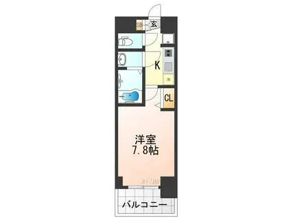ソルテラス大阪BAY STATION SIDE(1K/8階)の間取り写真