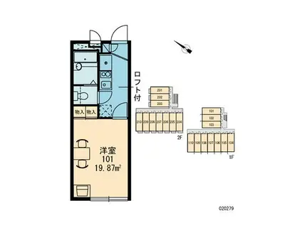 レオパレスミラクルパーク(1K/1階)の間取り写真