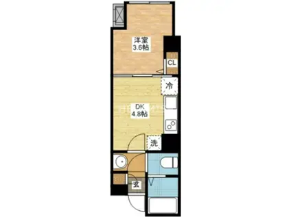 アミティ銅座(1DK/4階)の間取り写真