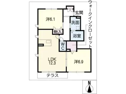 レクサス徳重A棟(2LDK/1階)の間取り写真