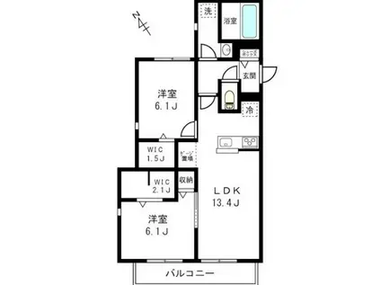 M.DALBERSHE武蔵小杉(2LDK/2階)の間取り写真