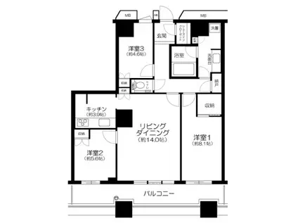 芝浦アイランド グローヴタワー(3LDK/26階)の間取り写真