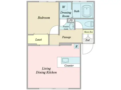 国分町ヴィラKY(1LDK/3階)の間取り写真