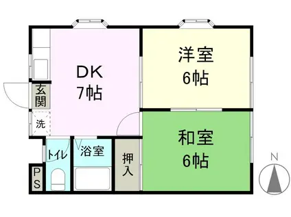 タカギハイツ豊丘A(2DK/2階)の間取り写真