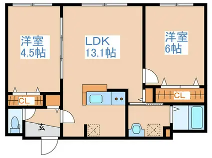 ブランシャールAS麻生(2LDK/2階)の間取り写真