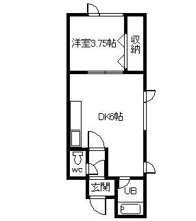 山岸マンション(1DK/2階)の間取り写真