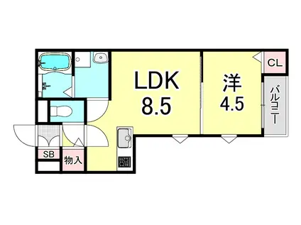 HGS甲子園(1LDK/1階)の間取り写真