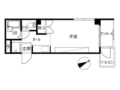 アンサンブル5(ワンルーム/3階)の間取り写真
