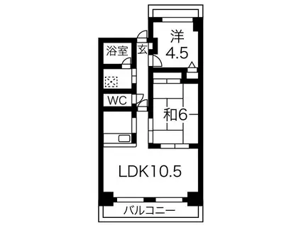 エリム摩耶(2LDK/4階)の間取り写真