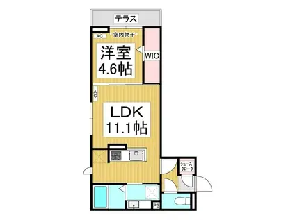 セレーノヴィータ中御所(1LDK/1階)の間取り写真