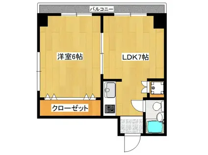 カトリハイツ(1DK/5階)の間取り写真