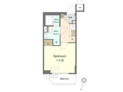 SHOKEN RESIDENCE(1K/5階)の間取り写真