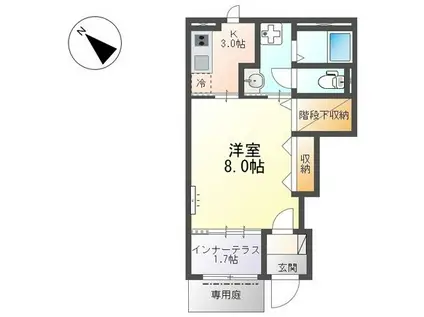 長久手市石場アパート(1K/1階)の間取り写真