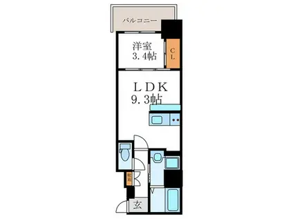 フォーリアライズ京都大将軍(1LDK/5階)の間取り写真