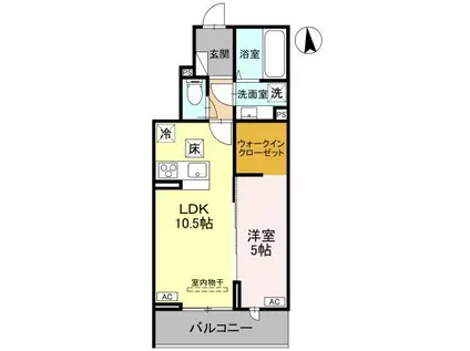 草加市氷川町PJIV A(1LDK/1階)の間取り写真