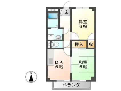 メゾンサンシャイン(2DK/2階)の間取り写真