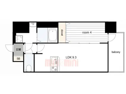 エスライズ神戸三宮山手通1番館(1LDK/4階)の間取り写真