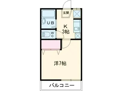 三立ハイツIII(1K/2階)の間取り写真
