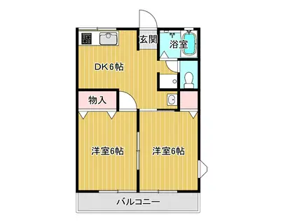 シティハイムエクセルA(2DK/2階)の間取り写真