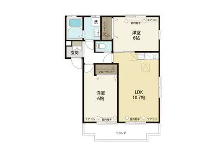 リヴェール(2DK/2階)の間取り写真