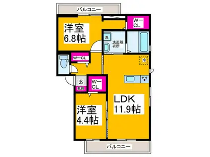クランベリー(2LDK/3階)の間取り写真