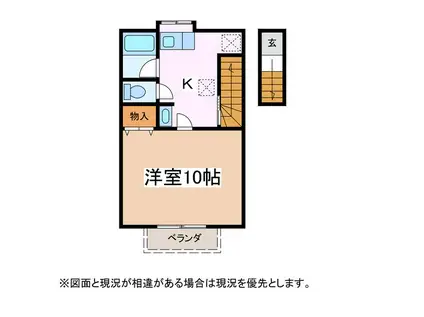 CASAマサキF(1K/2階)の間取り写真